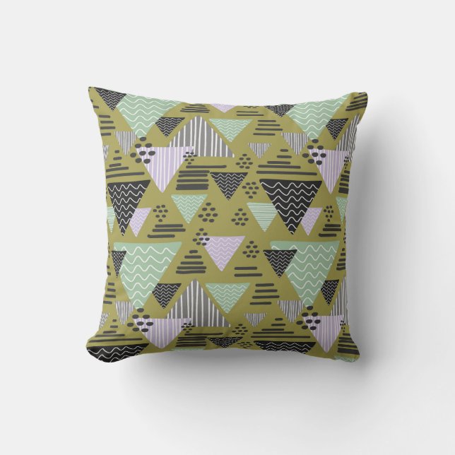 Retro Memphis stijl geometrisch driehoekpatroon Kussen (Voorkant)