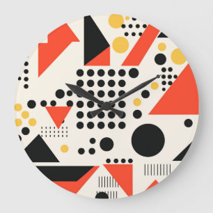 Retro Memphis stijl geometrisch rood en zwart Grote Klok
