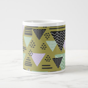 Retro Memphis stijl geometrische driehoeken kunst  Grote Koffiekop