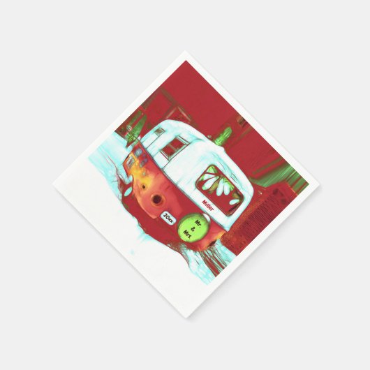 Retro Meneer en mevrouw Kerst Rood Groene Camper Servet (Hoek)