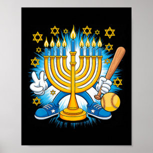 Retro Menora Speelt Zacht Happy Hanukkah Pjs Bo Poster