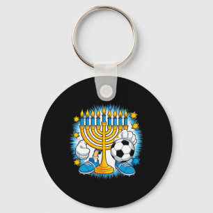 Retro Menora Voetbalspelende Happy Hanukkah Pjs Bo Sleutelhanger