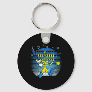 Retro Menorah Spelend Zachte Gelukkige Hanukkah Pj Sleutelhanger