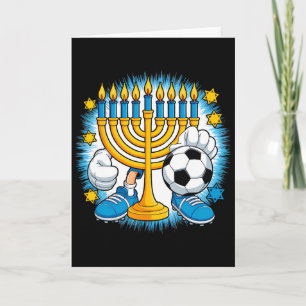 Retro Menorah Voetbalspelend Gelukkig Hanukkah Pjs Kaart
