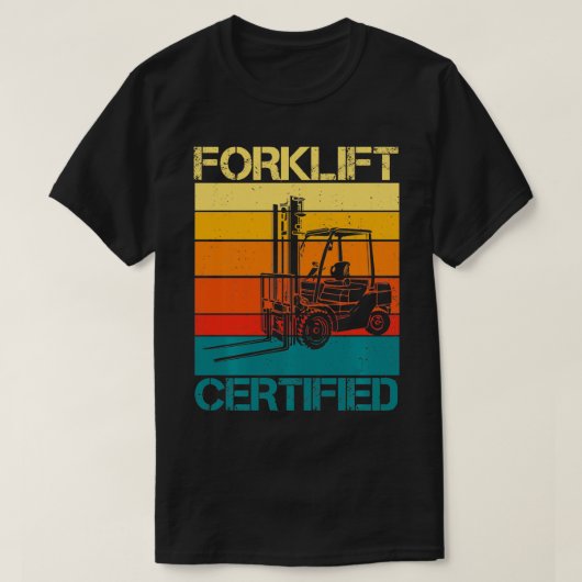Retro Menselijke Vorkheftruck Verklaarde Exploitan T-shirt (Design voorkant)