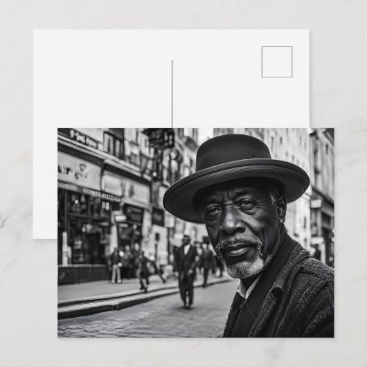 Retro mensen in straat briefkaart (Voorkant / Achterkant)