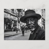 Retro mensen in straat briefkaart (Voorkant)