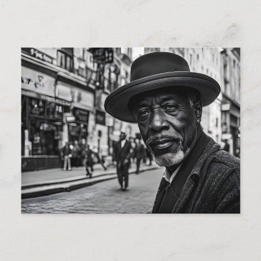 Retro mensen in straat briefkaart (Voorkant)