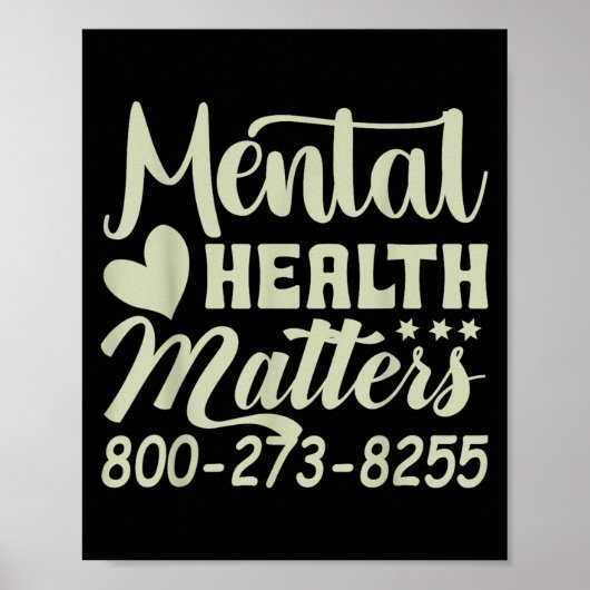 Retro Mental Health S 800-273-8255 Awareness  Poster (Voorkant)