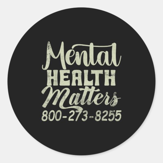 Retro Mental Health S 800-273-8255 Awareness  Ronde Sticker (Voorkant)