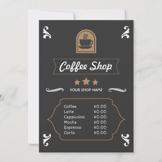 Retro Menukaart voor Coffeeshop (Voorkant)