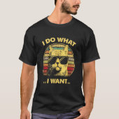 Retro meow I do what I want  black cat T-shirt (Voorkant)