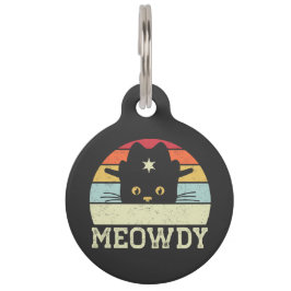 Retro Meowdy Cat Meme Funny Cowboy Cat Pet Gift Huisdierpenning