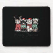 Retro Meowy Christmas Cute Cats With Santa Claus H Muismat (Voorkant)