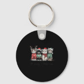 Retro Meowy Christmas Cute Cats With Santa Claus H Sleutelhanger (Voorkant)