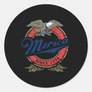 Retro Merica Adelaar 4 juli Grappig Usa Mannen Vro Ronde Sticker