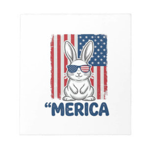 Retro Merica Patriottisch Konijn T-Shirt Ontwerp_1 Notitieblok