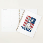 Retro Merica Patriottisch Konijn T-Shirt Ontwerp_1 Planner (Display)