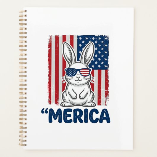 Retro Merica Patriottisch Konijn T-Shirt Ontwerp_1 Planner (Voorkant)