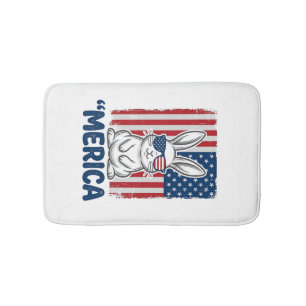 Retro Merica Patriottische Konijn Shirt Ontwerp_1 Badmat