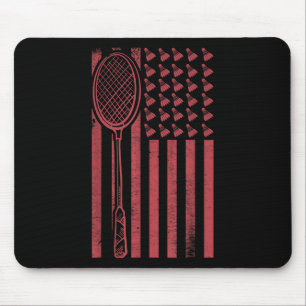 Retro Merica Vlag van de VS Badminton Speler Sport Muismat