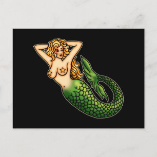 Retro Mermaid Briefkaart