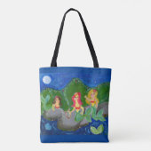 Retro Mermaid Grotto Folk Art Tote Bag (Achterkant)