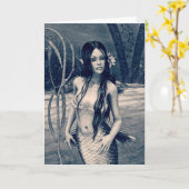 Retro Mermaid Kaart (Gele Bloem)
