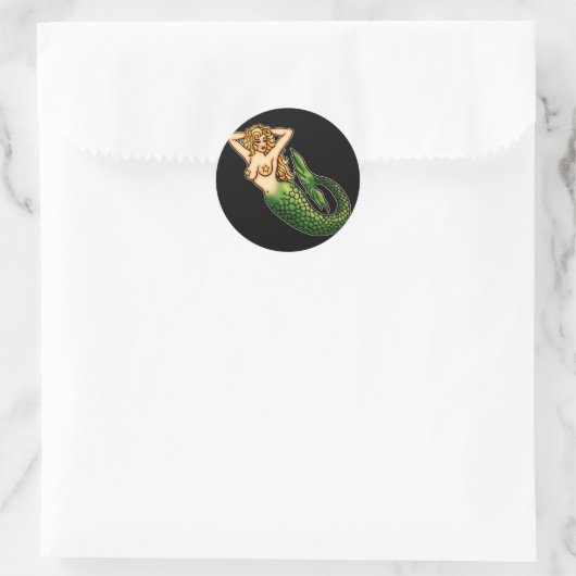 Retro Mermaid Ronde Sticker (Tas)