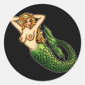 Retro Mermaid Ronde Sticker (Voorkant)