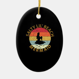 Retro Mermaid Salty lil’ Beach 70s Mermaid Keramisch Ornament