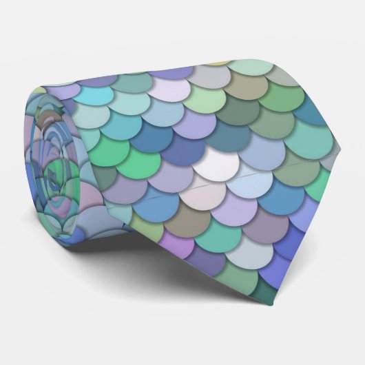 Retro Mermaid Scale Pattern Pastel Colors Stropdas (Opgerold)