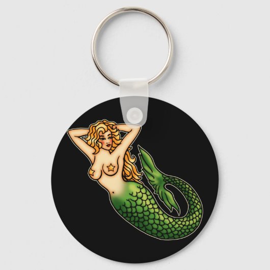 Retro Mermaid Sleutelhanger (Voorkant)