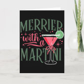 Retro Merrier With A Martini Tail Lover Merry Xmas Kaart (Voorkant)