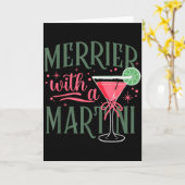 Retro Merrier With A Martini Tail Lover Merry Xmas Kaart (Gele Bloem)