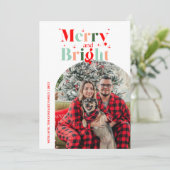 Retro Merry and Bright Arch Photo Christmas Feestdagenkaart (Staand voorkant)
