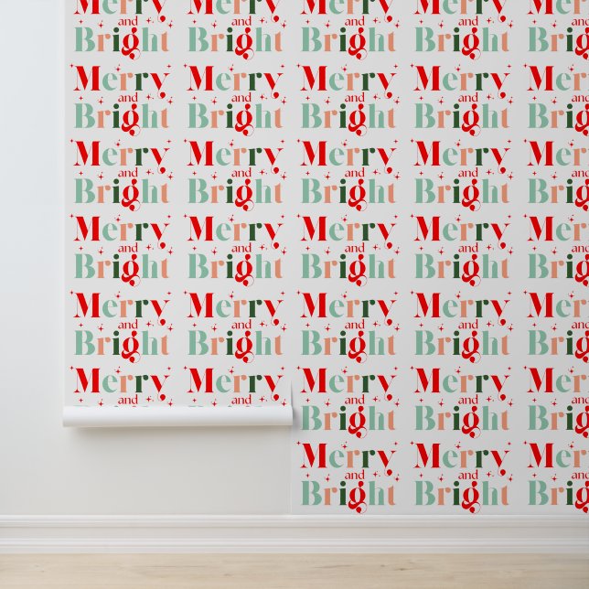 Retro Merry and Bright Christmas Behang (Applicatie)