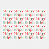 Retro Merry and Bright Christmas Inpakpapier Vel (Voorkant 3)