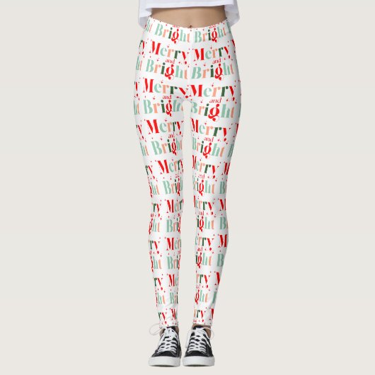 Retro Merry and Bright Christmas Leggings (Voorkant)