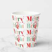 Retro Merry and Bright Christmas Papieren Bekers (Voorkant)