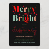 Retro Merry and Bright Christmas Party Kaart (Voorkant)