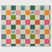 Retro Merry and Bright Christmas Wrapping Paper Cadeaupapier (Vlak)