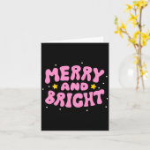 Retro Merry And Bright Holiday Design  Kaart (Gele Bloem)