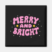 Retro Merry And Bright Holiday Design Magneet (Voorkant)