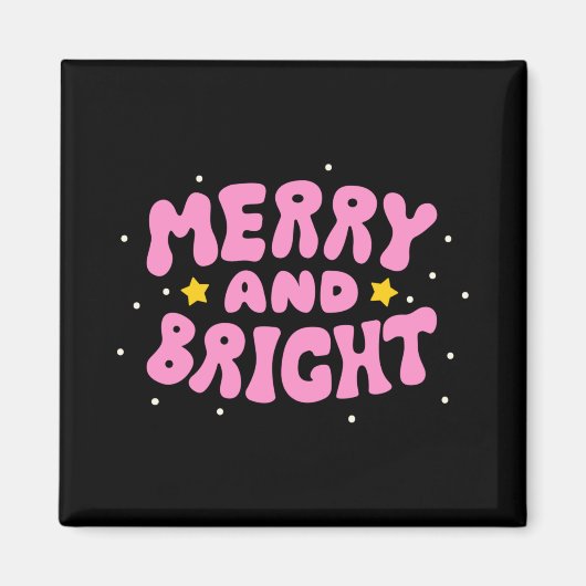 Retro Merry And Bright Holiday Design  Magneet (Voorkant)
