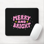 Retro Merry And Bright Holiday Design  Muismat (Met muis)