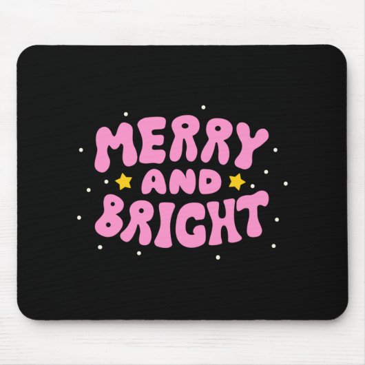 Retro Merry And Bright Holiday Design  Muismat (Voorkant)