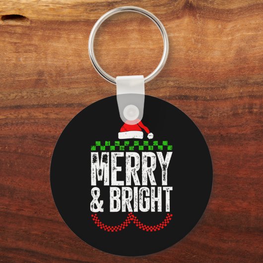 Retro Merry And Bright Moody And Uptight Couples C Sleutelhanger (Voorkant)