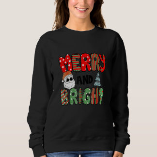 Retro Merry And Bright Santa Claus Christmas Tree  Trui