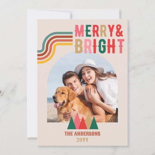 Retro Merry Bright Arch 4 met Kerstmis Feestdagenkaart (Voorkant)
